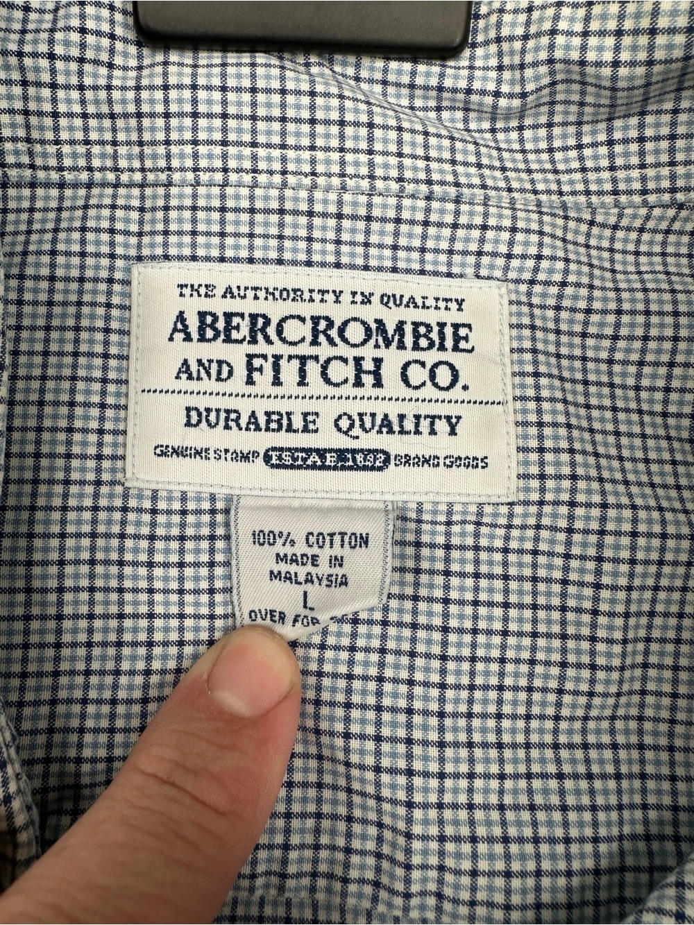 Abercrombie & Fitch Light Blue Micro-Check Button-Down Shirt - Picture 2 of 5